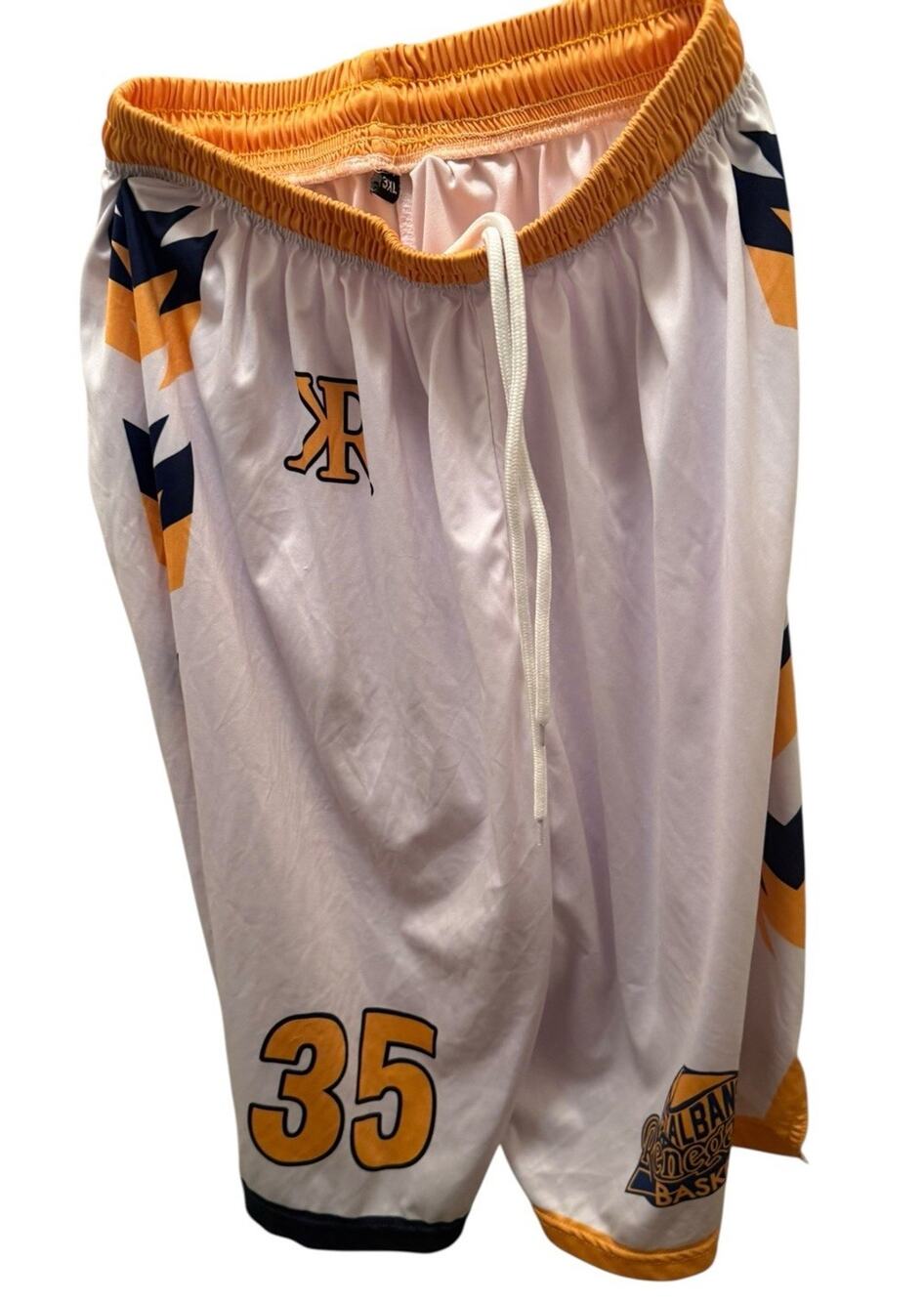 St Albans School Renegades Basketball Sports Number 35 White Blue Shorts 3XL